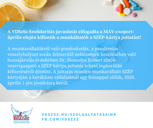 Elfogadta a VDSzSz Szolidaritás javaslatát a MÁV-csoport: április elején kifizetik a munkáltatók a SZÉP-kártya juttatást!