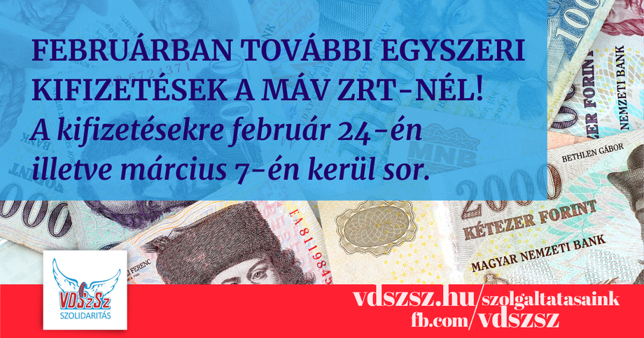 Februárban további egyszeri kifizetések a MÁV Zrt-nél