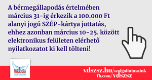 Március 31-ig megérkezik a 100.000 Ft alanyi jogú SZÉP-kártya juttatás
