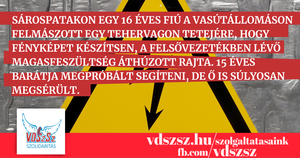 Szelfizni akart egy teherkocsi tetején, de megcsapta az áram