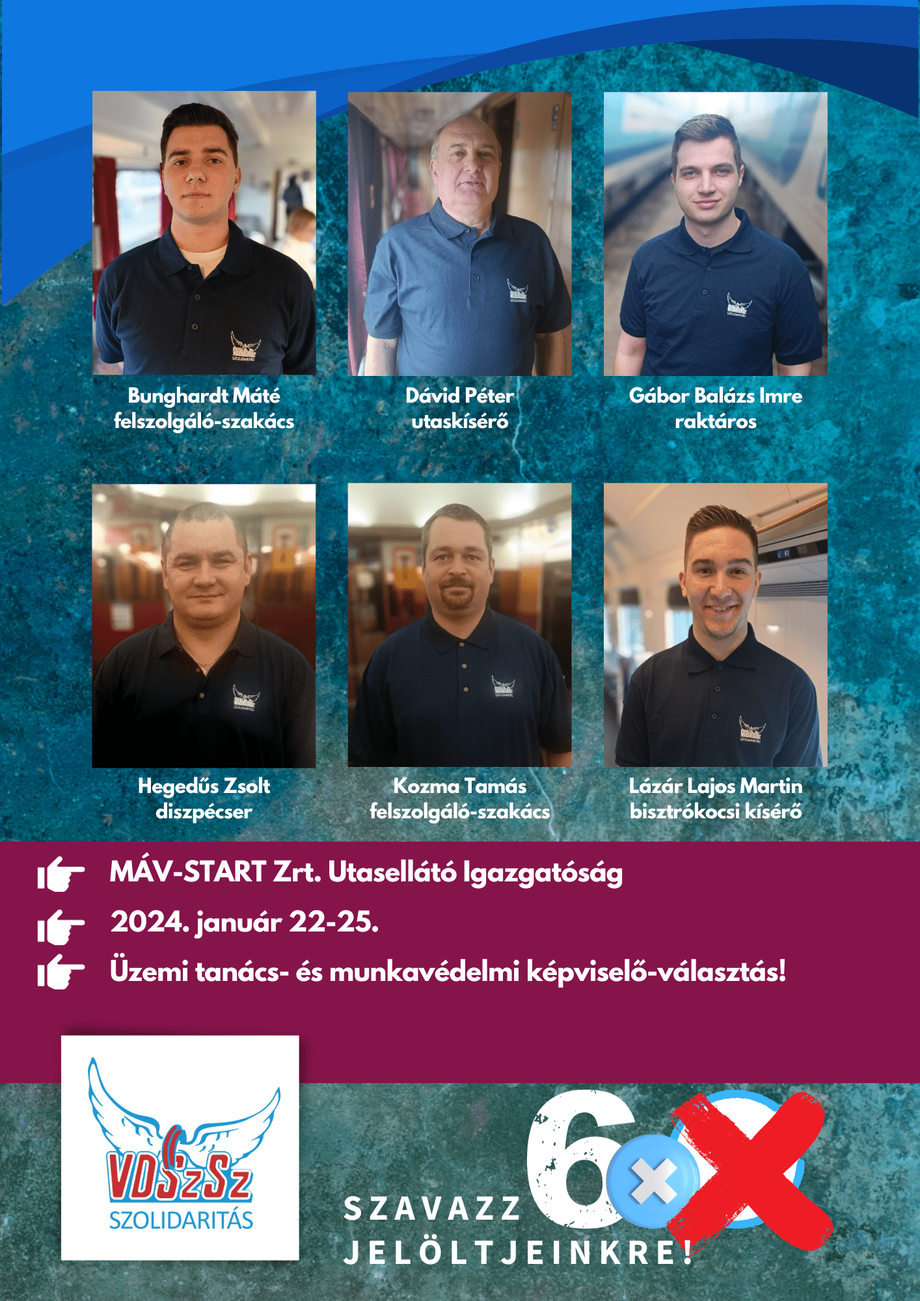 ÜT- és munkavédelmi képviselőjelölt-választás az Utasellátónál: január 22-25.
